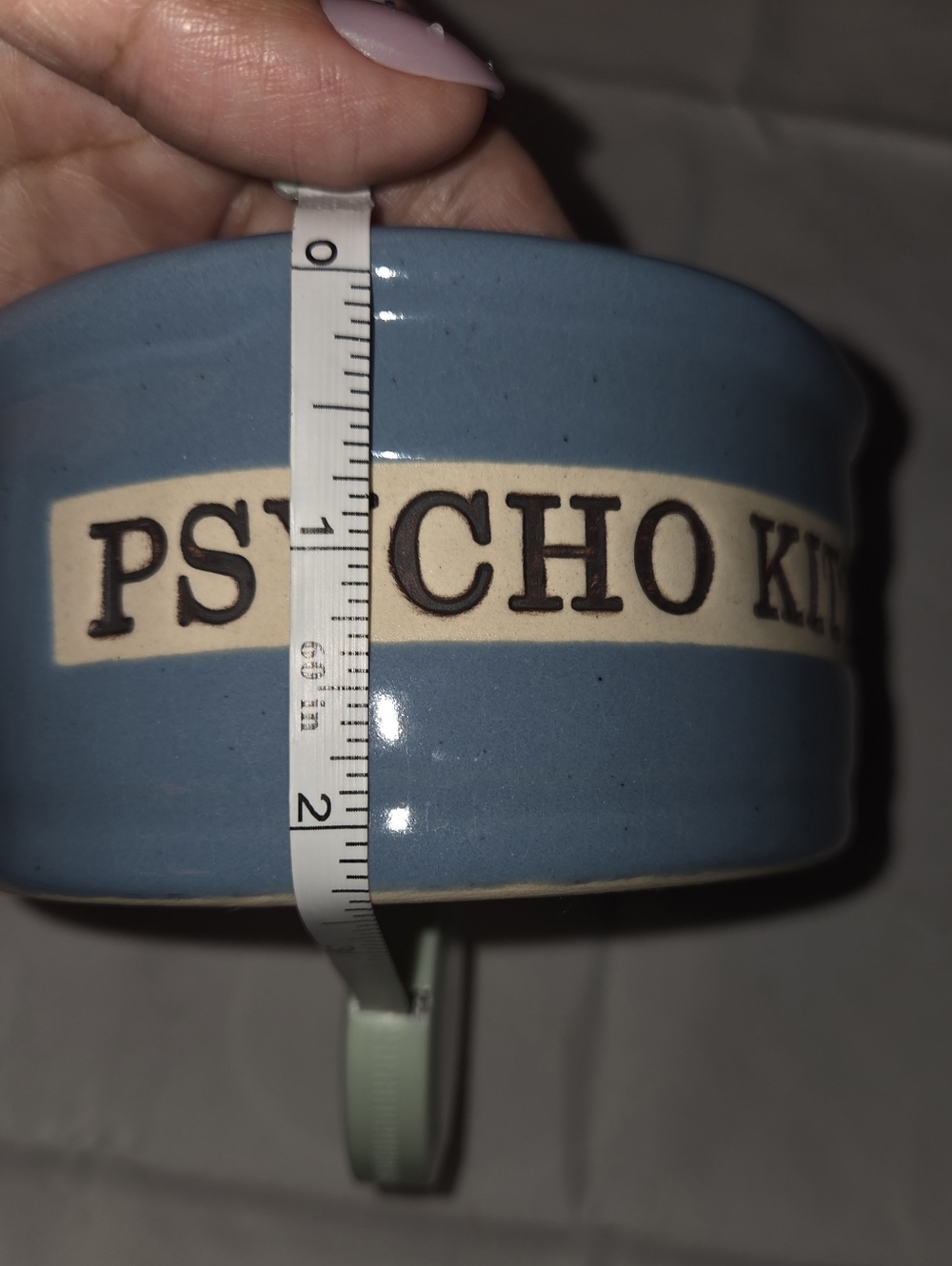 Blue Ceramic 'Psycho Kitty' Ceramic Bowl - Picture 3 of 3
